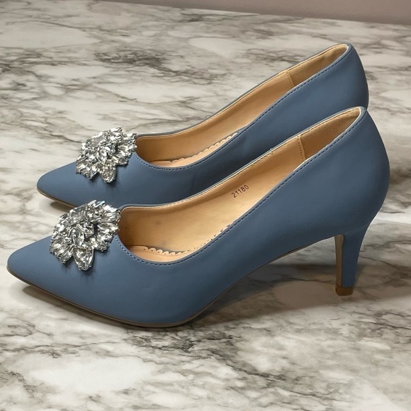 Journee Collection Faux Suede Jewel Embellished Kitt Women's High Heels - Picture 10 of 13